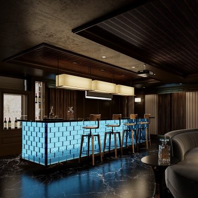 Tường gạch kính ghép chữ thương hiệu