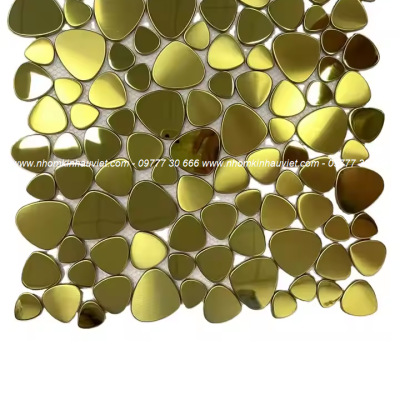 Gạch Mosaic Đá cuội màu bạc khảm thép không gỉ để trang trí tường