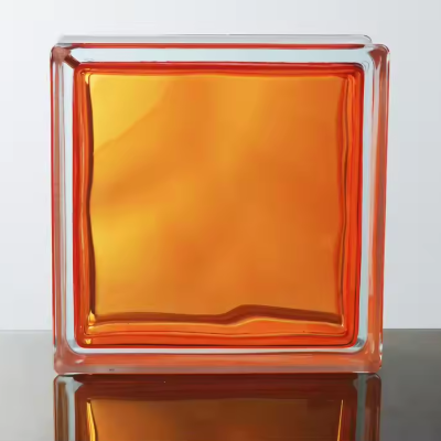 Gạch kính màu cam khối rỗng hình vuông 190x190x80mm