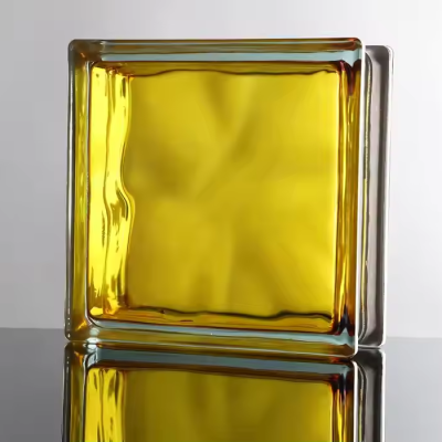 Gạch kính vuông màu vàng khối rỗng 190x190x80mm