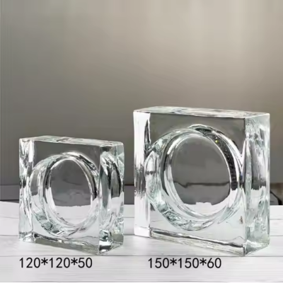 Top 3 Gạch kính khối đặc mặt trời tròn lõm 3D màu xanh