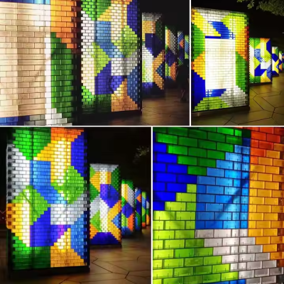 Bức tường phối gạch kính màu AVSING