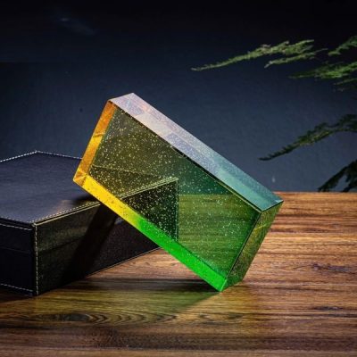 Gạch kính phối màu xanh vàng tinh thể 200x100x50mm AVSING