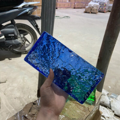 Gạch kính màu xanh lam vân mây 200x100x50mm AVSING