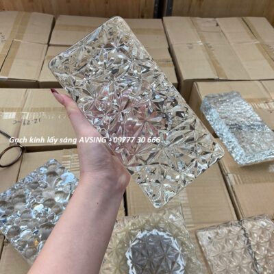 Gạch kính nổi 3D hình thoi khối đặc 200x100x50mm AVSING