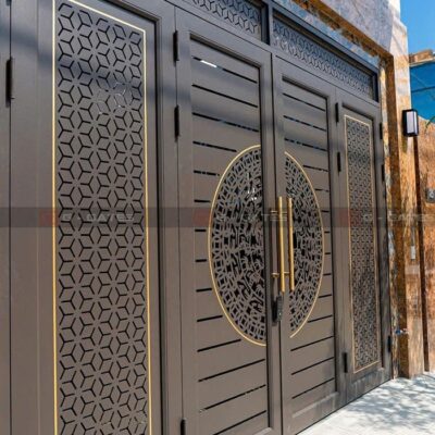 Cổng sắt nghệ thuật CNC 4 cánh trượt quay